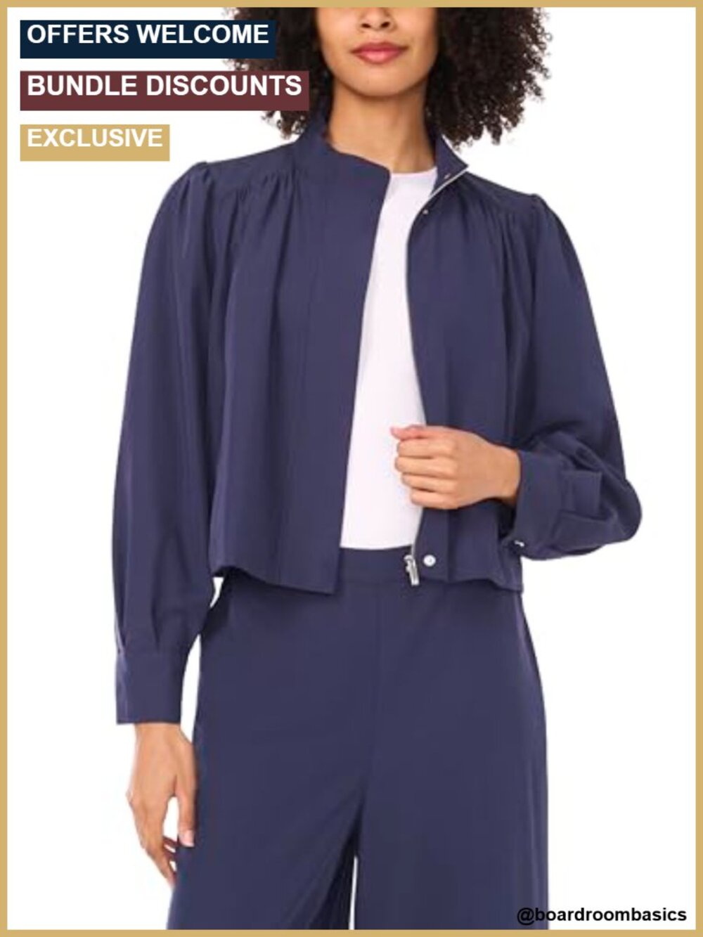 Vince Camuto Womens Stand Collar Zip Jacket - Modal Blend